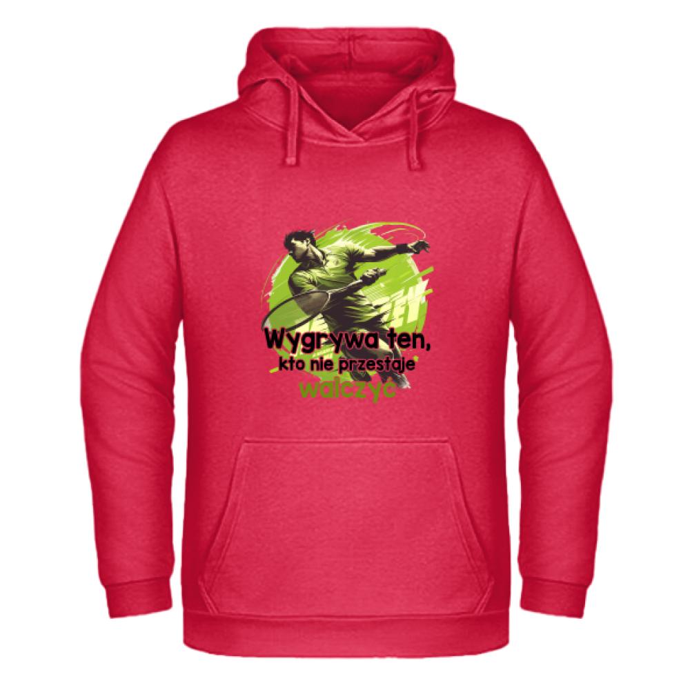 Wygrywa ten, kto nie przestaje walczyć bluza męska z kapturem kolor czerwony