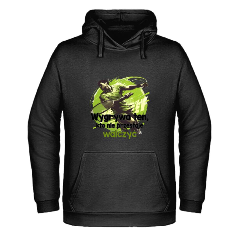 Wygrywa ten, kto nie przestaje walczyć bluza męska z kapturem kolor żółty