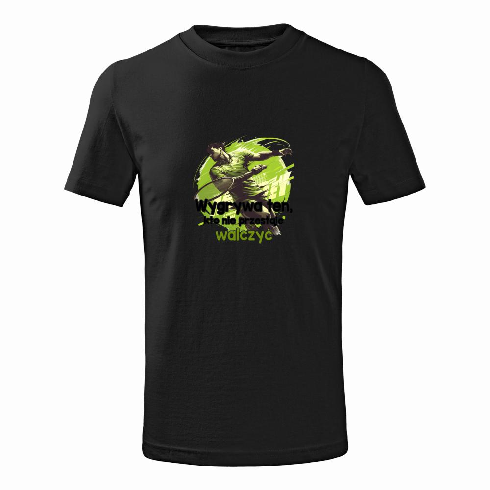 Wygrywa ten, kto nie przestaje walczyć koszulka junior kolor biały