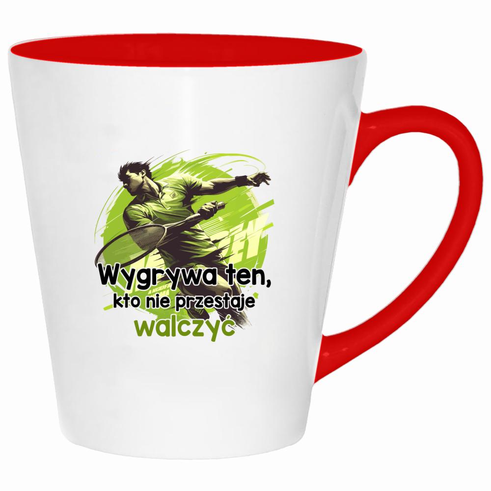 Wygrywa ten, kto nie przestaje walczyć kubek latte kolor czerwony latte