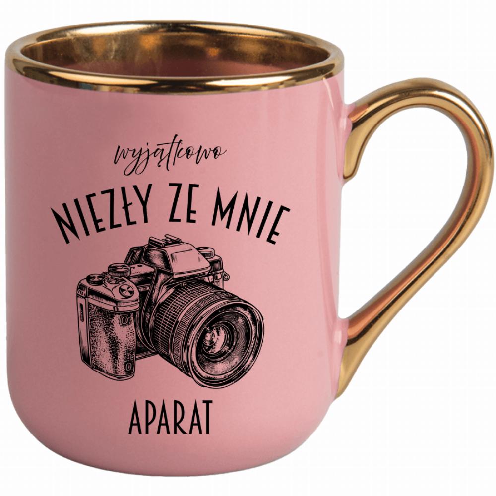 Wyjątkowo niezły ze mnie aparat kubek elegant różowy kolor czerwony latte