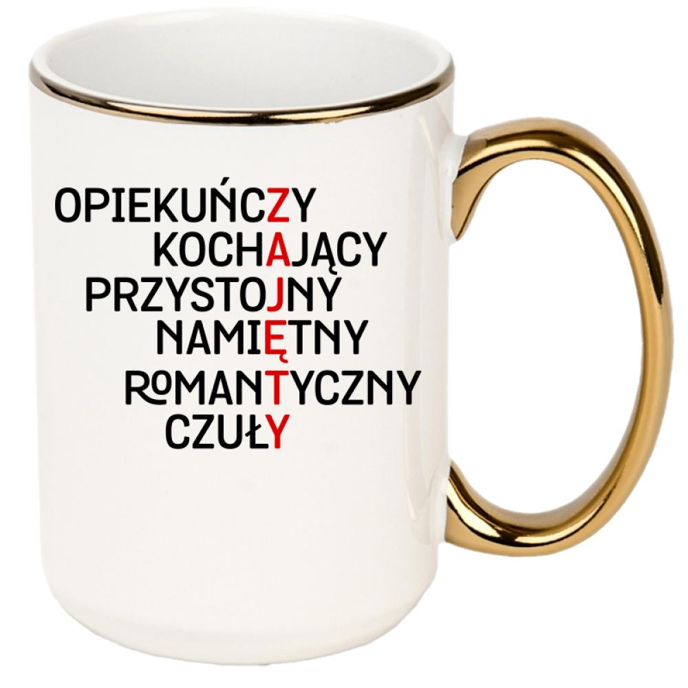 Wyjątkowy prezent dla wyjątkowego chłopaka! kubek xxl złoty rant i ucho kolor biały