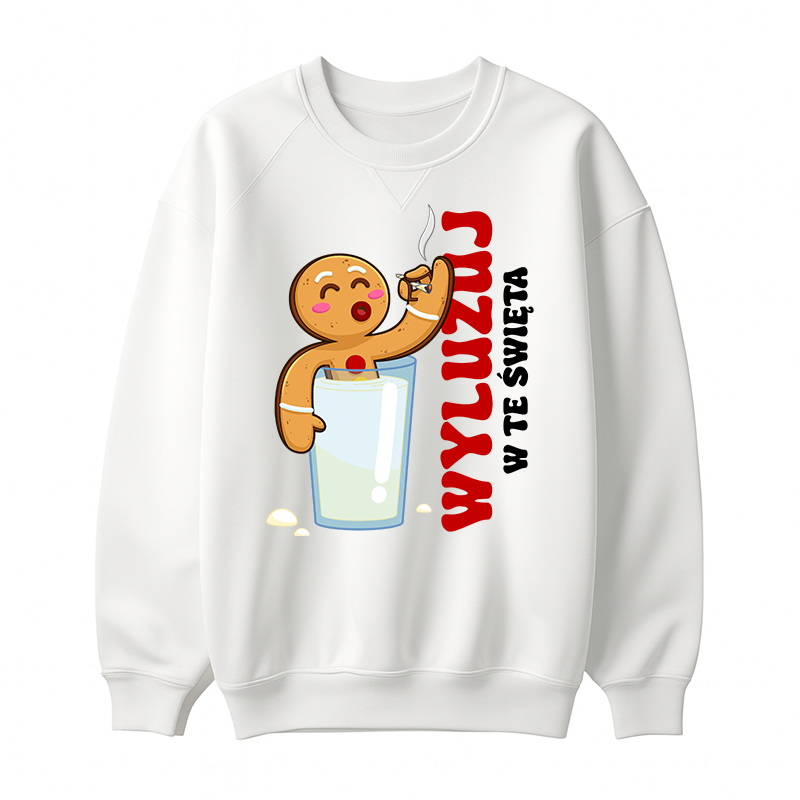 Wyluzuj w te święta bluza damska bez kaptura kolor biały