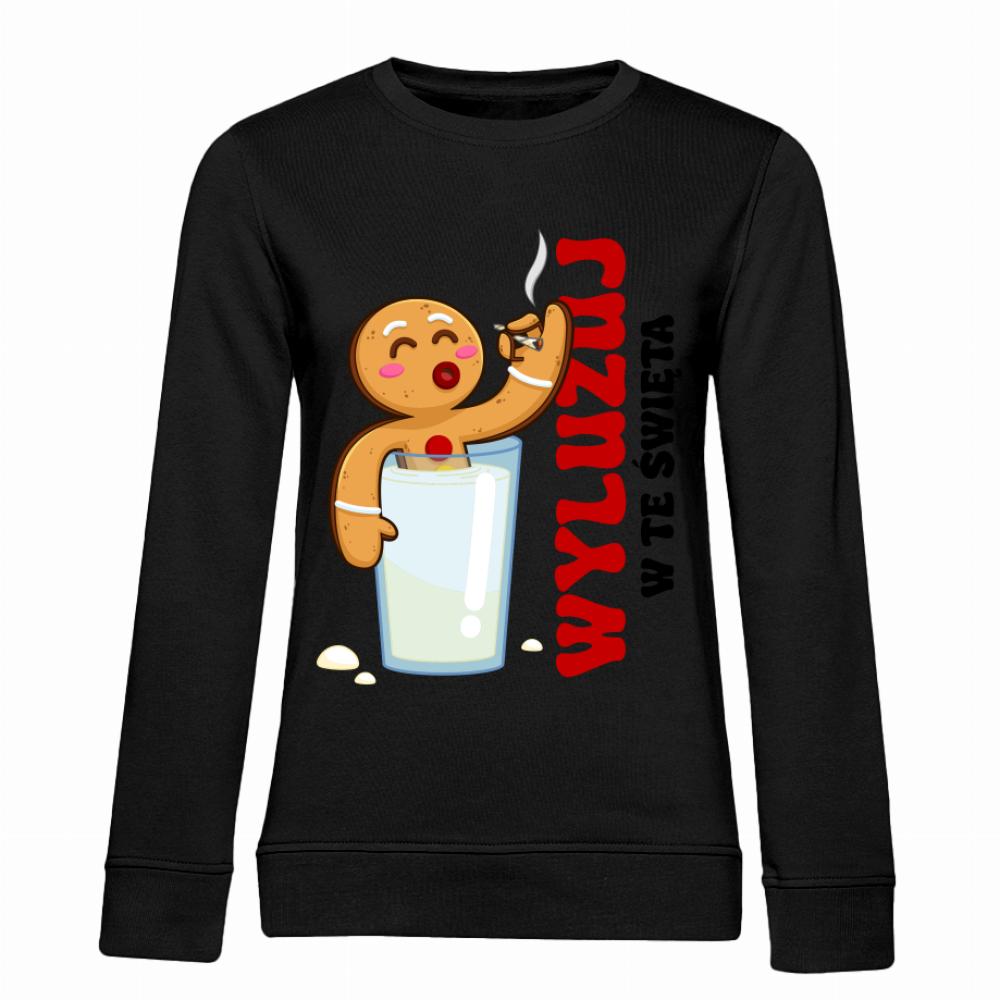 Wyluzuj w te święta bluza damska bez kaptura kolor koszulka piaskowy