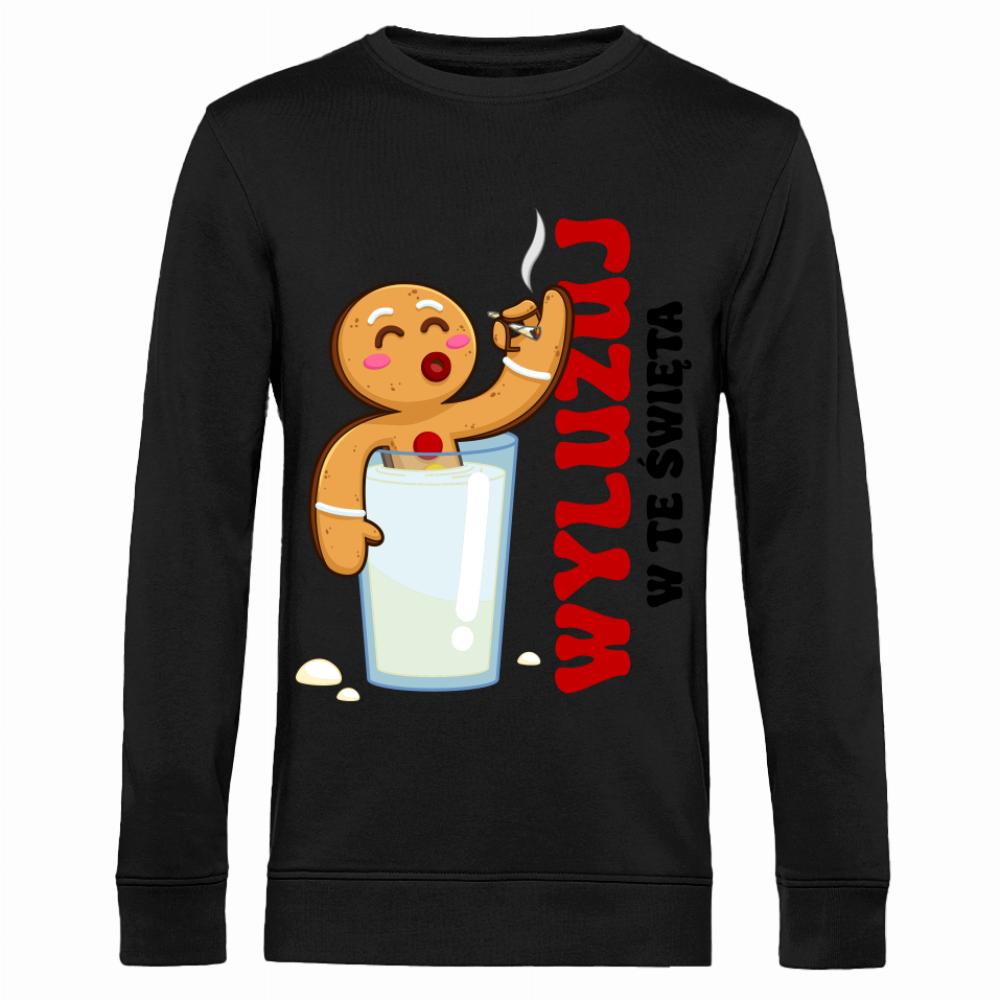 Wyluzuj w te święta bluza męska bez kaptura kolor niebieski