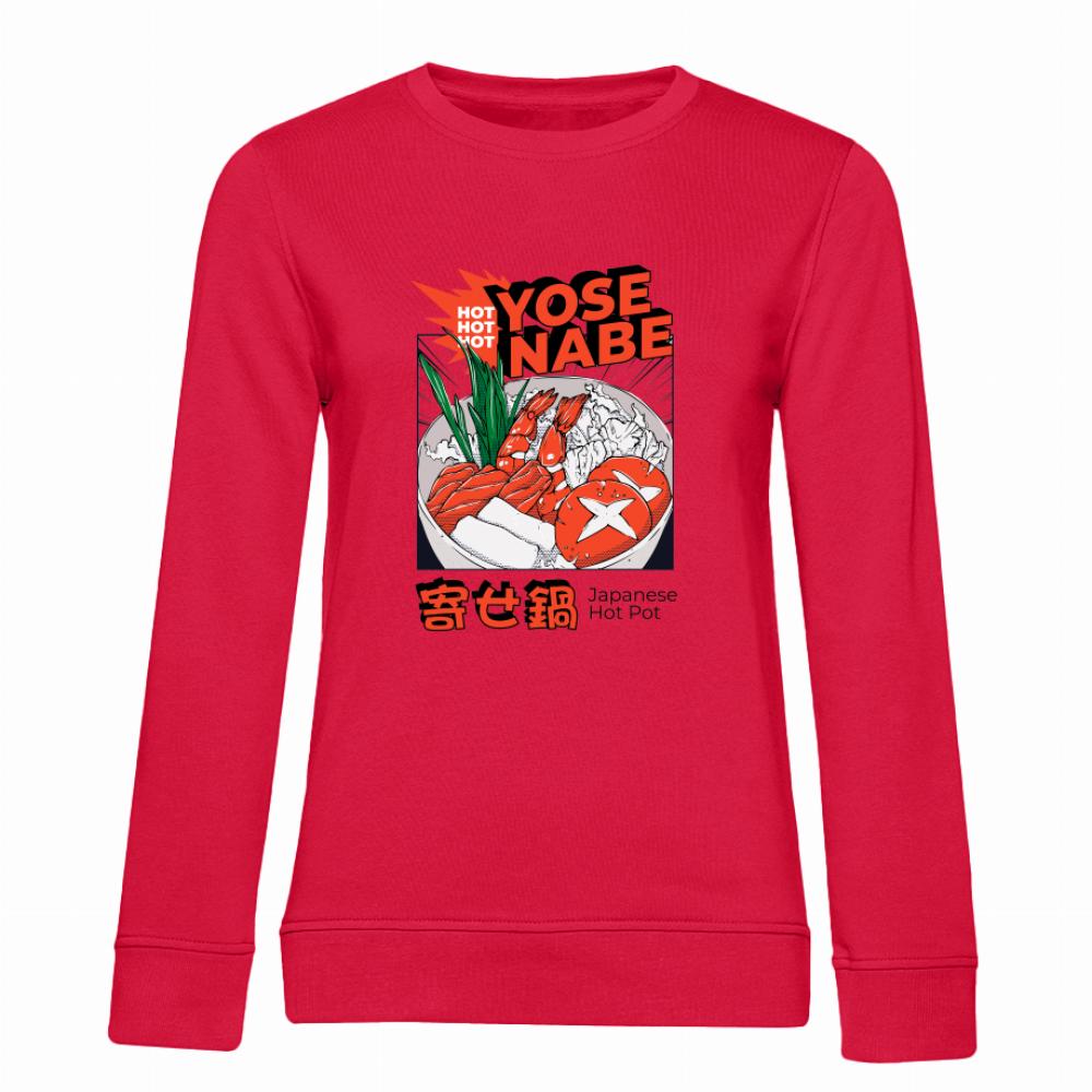 Yose Nabe bluza damska bez kaptura kolor czerwony