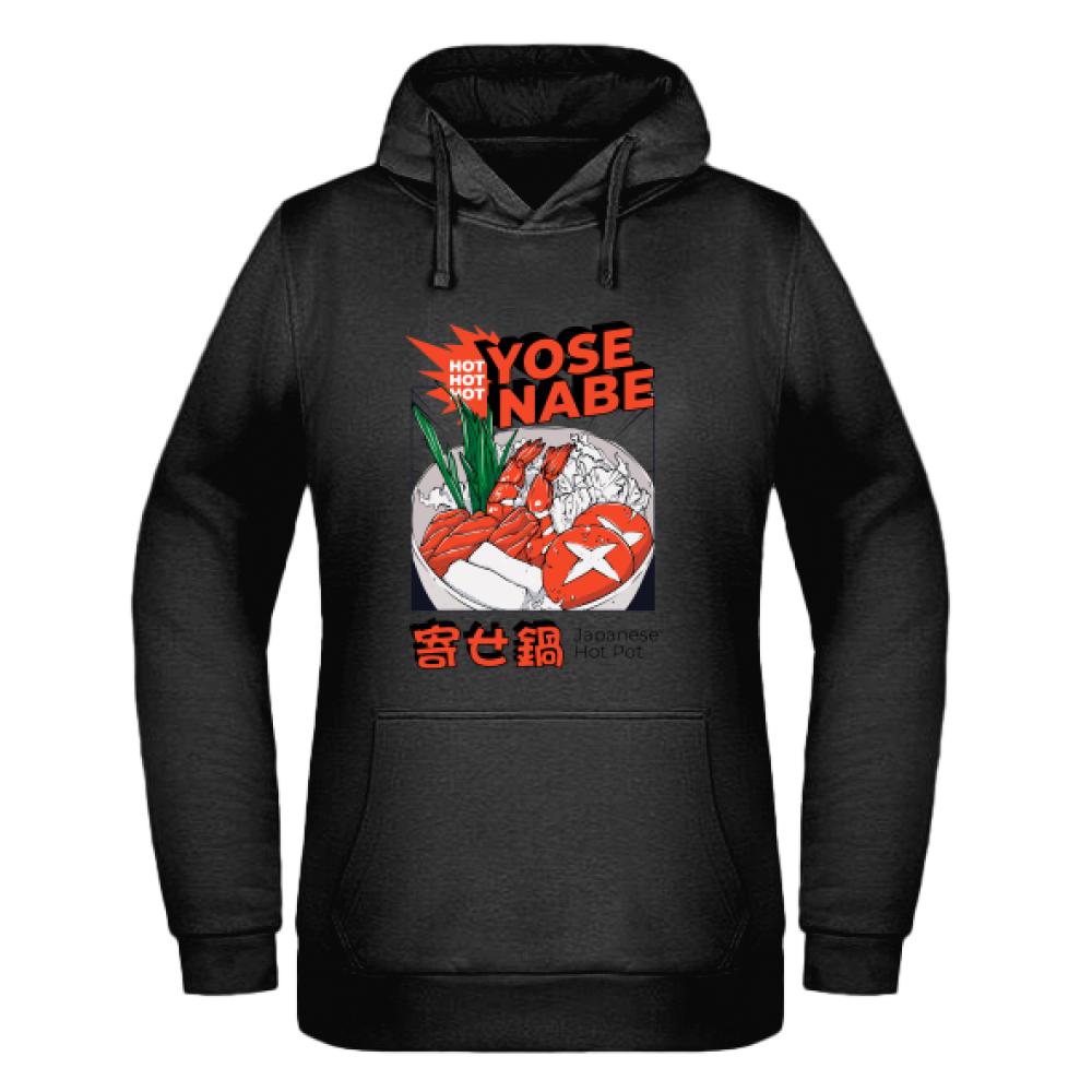 Yose Nabe bluza damska z kapturem kolor navy