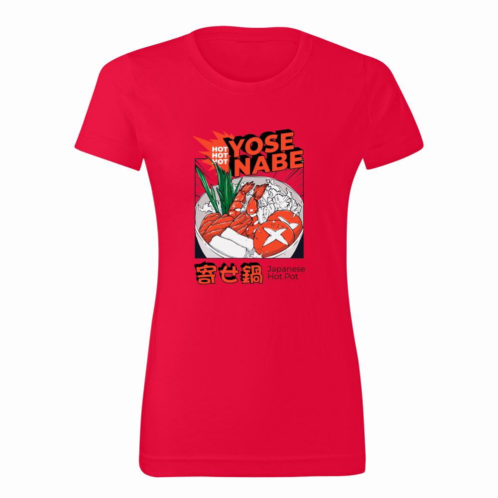 Yose Nabe koszulka damska kolor czerwony