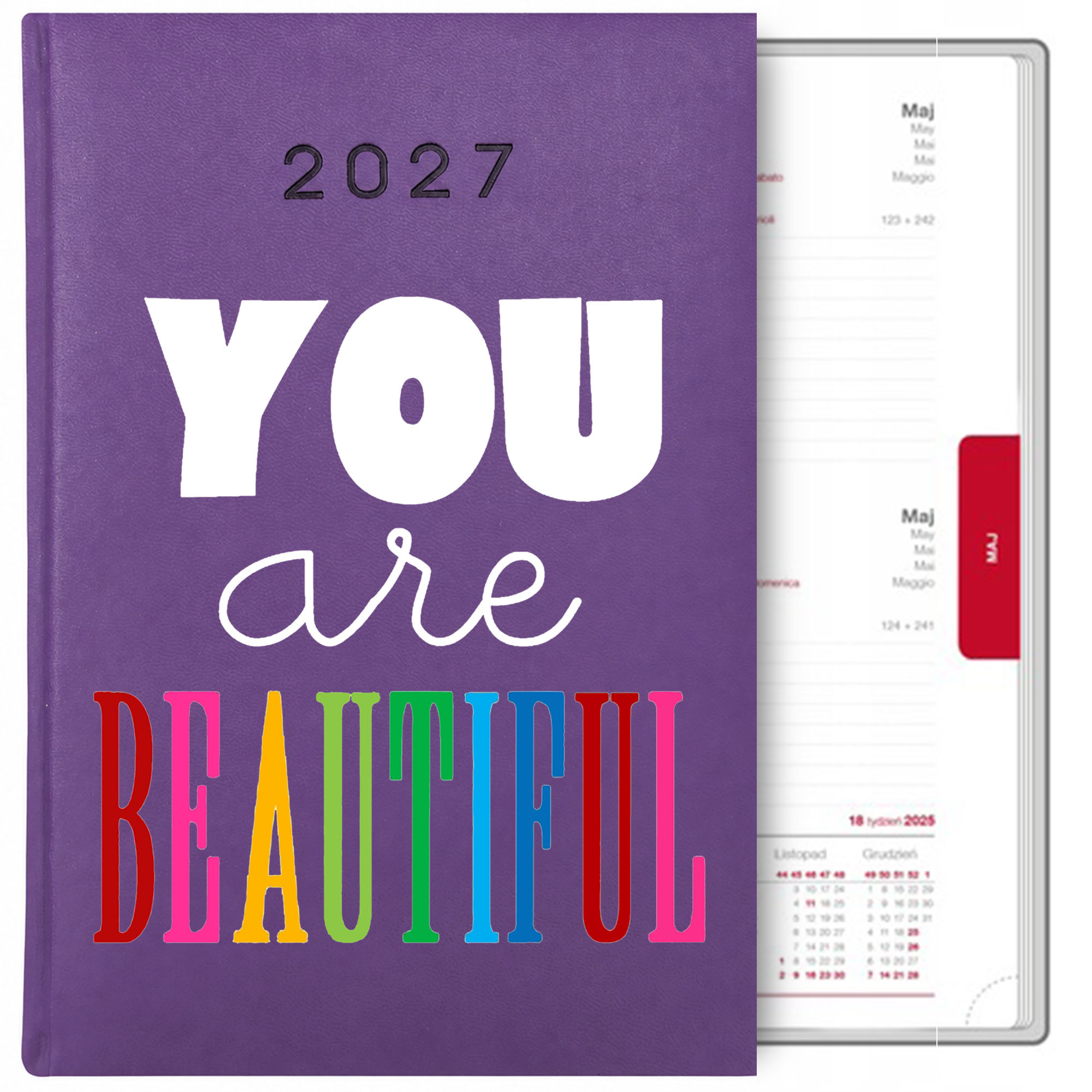 You are beautiful kalendarz książkowy a5 2027 kolor fioletowy