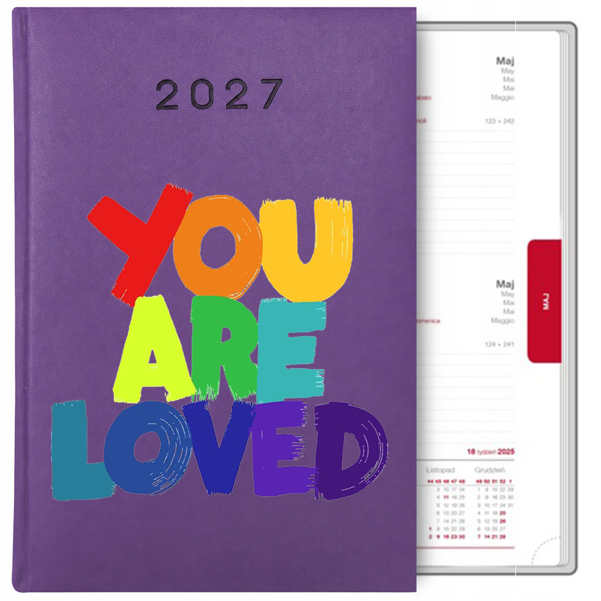 You are loved kalendarz książkowy a5 2027 kolor fioletowy