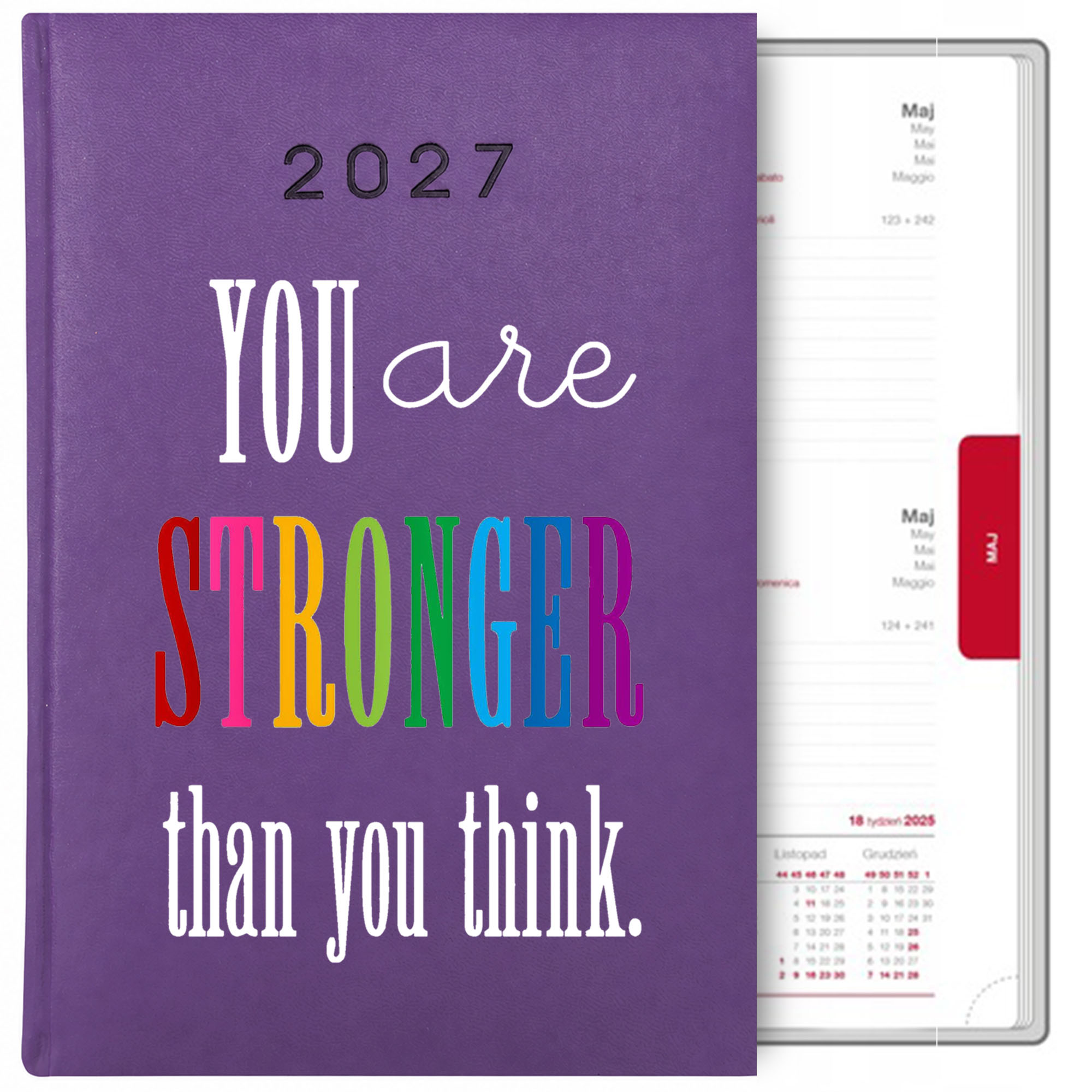 You are stronger than you think kalendarz książkowy a5 2027 kolor fioletowy