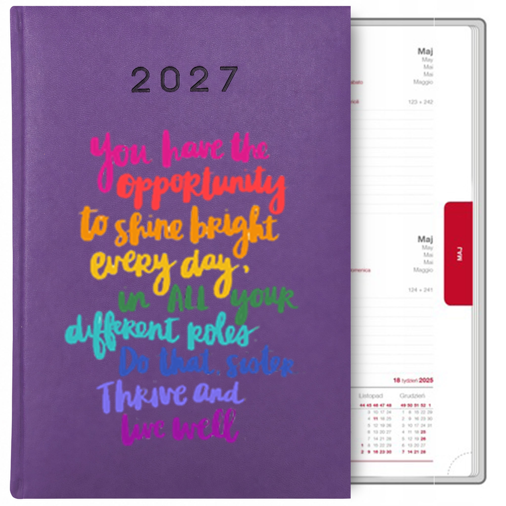 You have opportunity to shine bright kalendarz książkowy a5 2027 kolor fioletowy