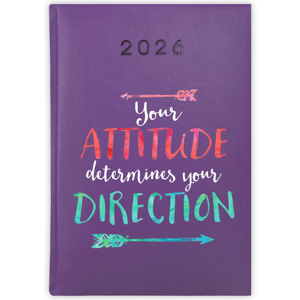 Your attitude determines your direction kalendarz książkowy a5 2026 kolor fioletowy