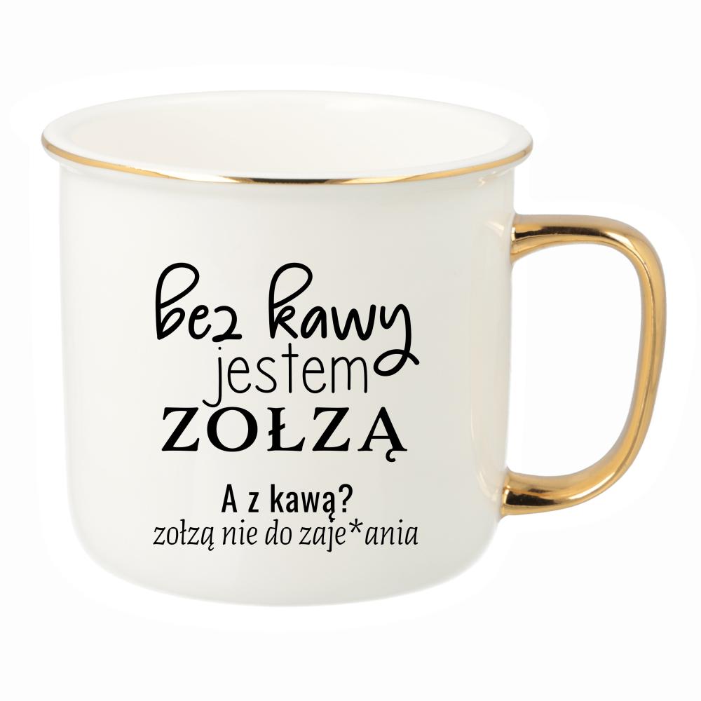 z kawą jestem zołzą nie do zaje#ania kubek porcelanowy retro kolor niebieski
