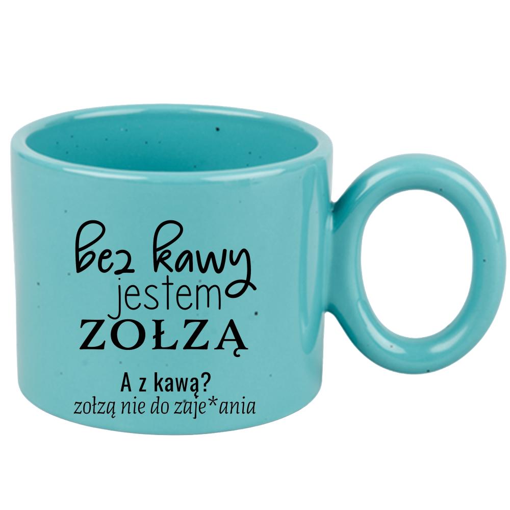 z kawą jestem zołzą nie do zaje#ania kubek ravenna turkusowy kolor pastelowy fiolet
