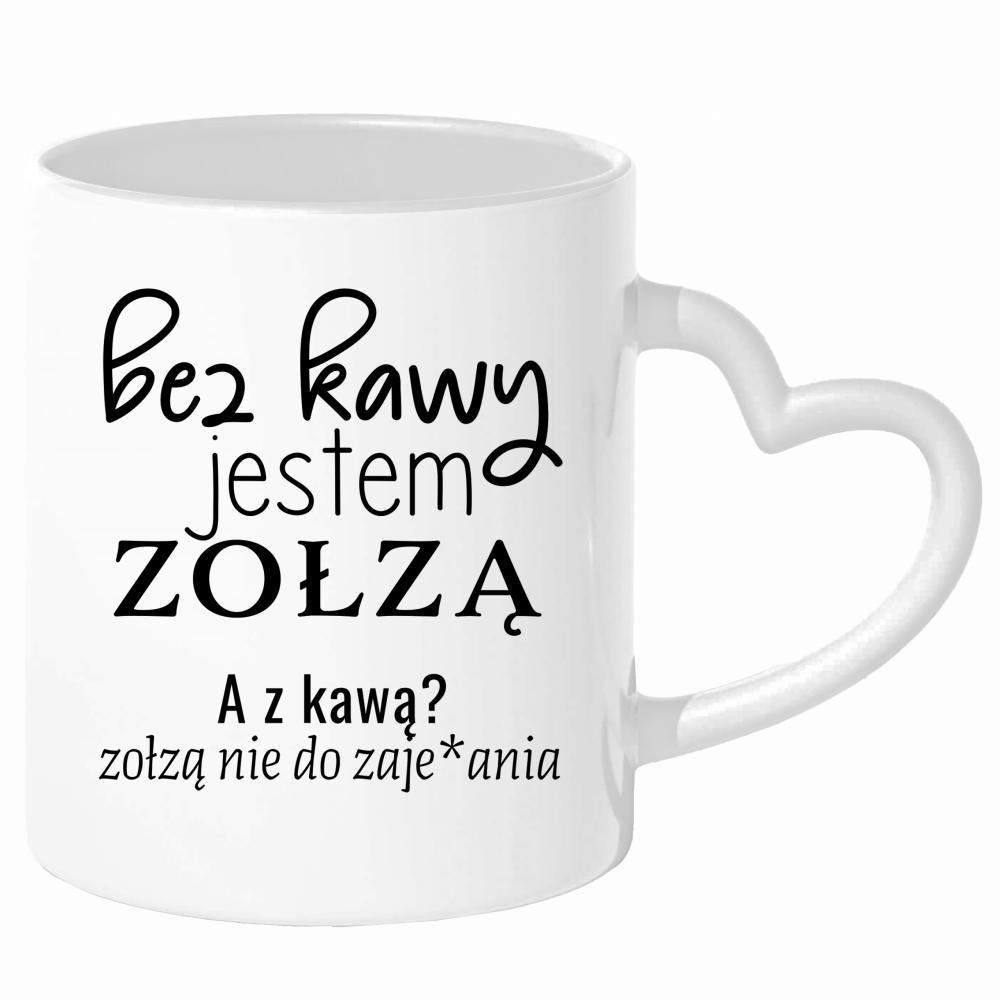 z kawą jestem zołzą nie do zaje#ania kubek uchwyt serce kolor zielony 2