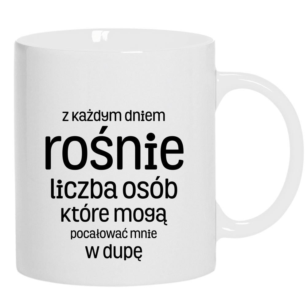 Z każdym dniem rośnie liczba osób kubek ucho kolor kolor biały