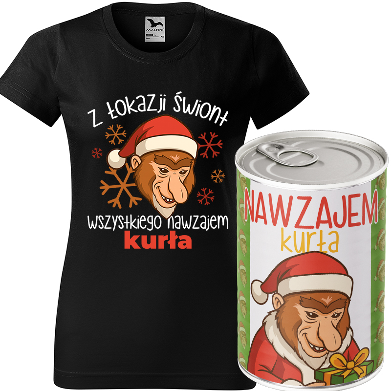 Z łokazji świont wszystkiego nawzajem kurła koszulka damska + puszka