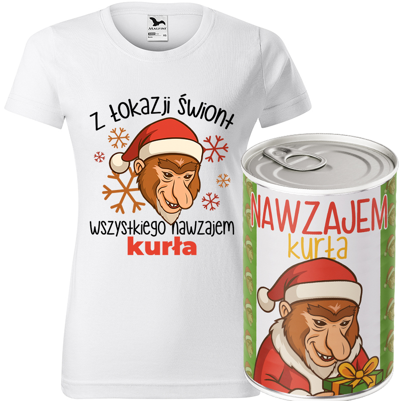 Z łokazji świont wszystkiego nawzajem kurła koszulka damska + puszka kolor biały