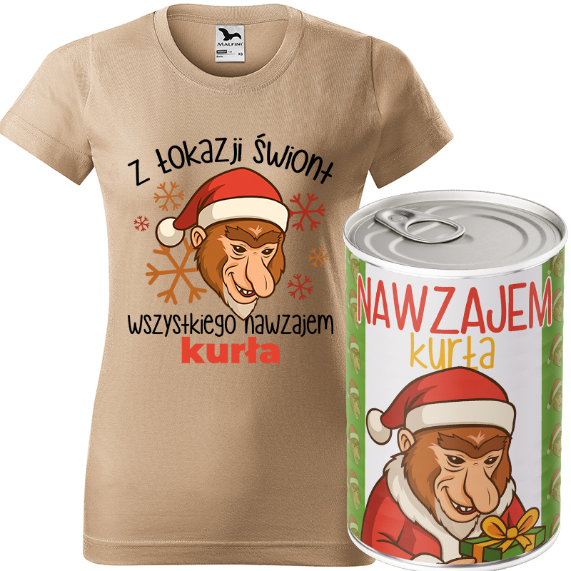 Z łokazji świont wszystkiego nawzajem kurła koszulka damska + puszka kolor koszulka piaskowy