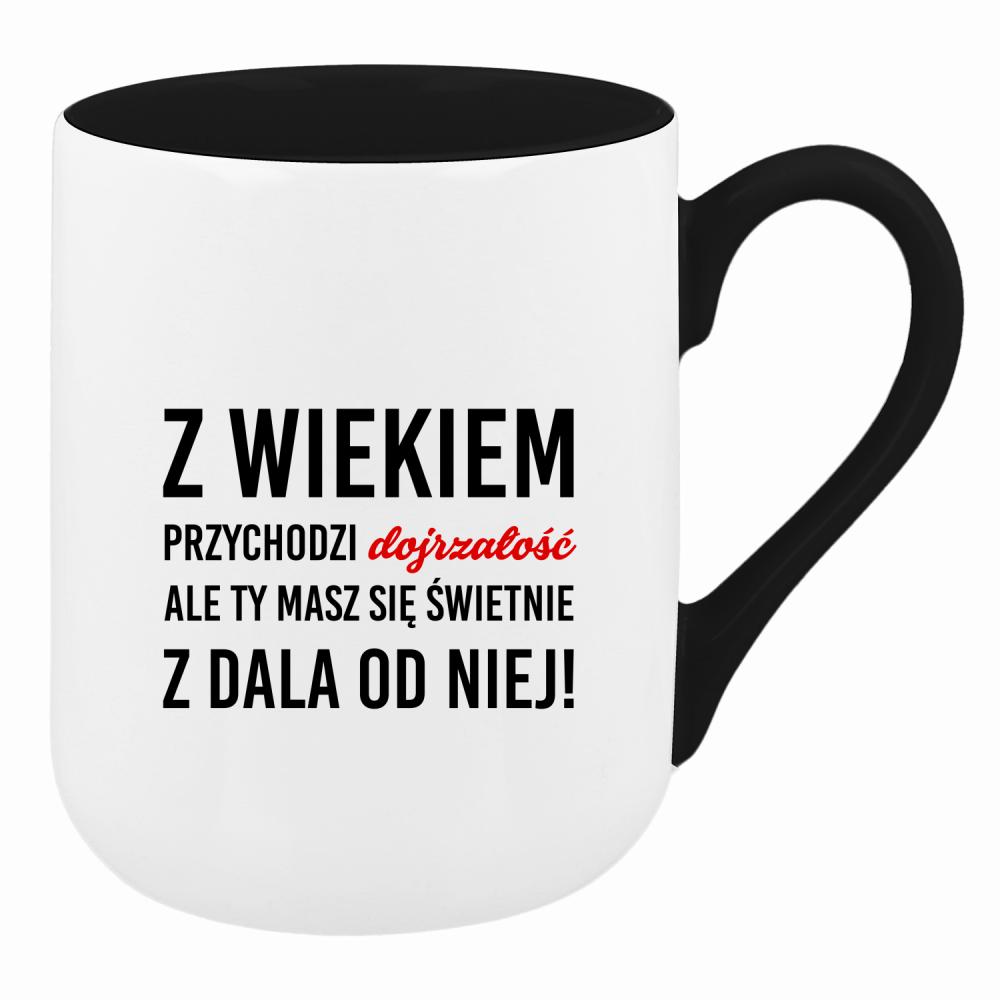 Z wiekiem przychodzi dojrzałość ale Ty kubek coffee kolor żółty