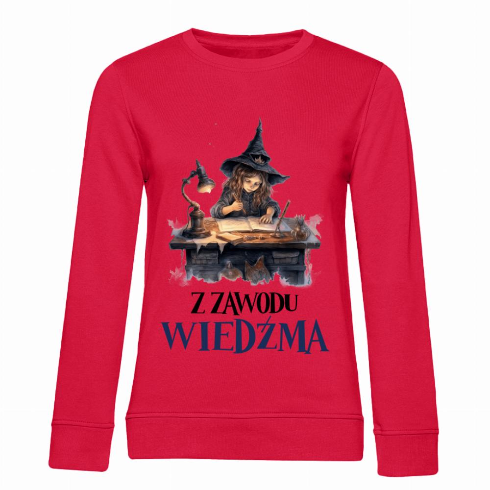 Z zawodu wiedźma? Brzmi jak praca marzeń! bluza damska bez kaptura kolor czerwony