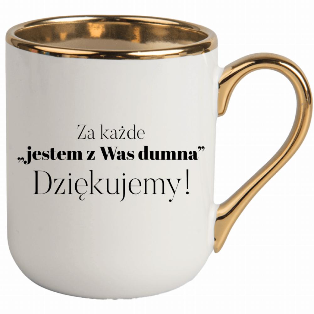 Za każde Jestem z Was dumna kubek elegant biały kolor jasny róż