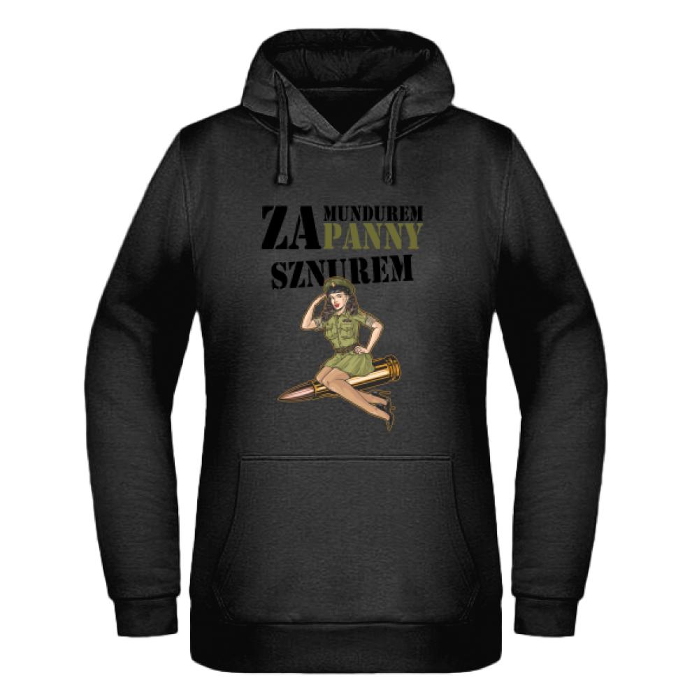 Za Mundurem Panny Sznurem bluza damska z kapturem kolor czarnyy
