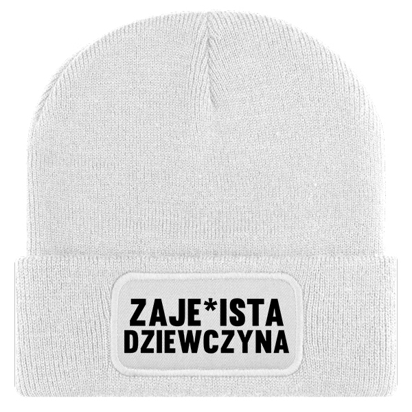Zaje#ista dziewczyna czapka zimowa kolor biały
