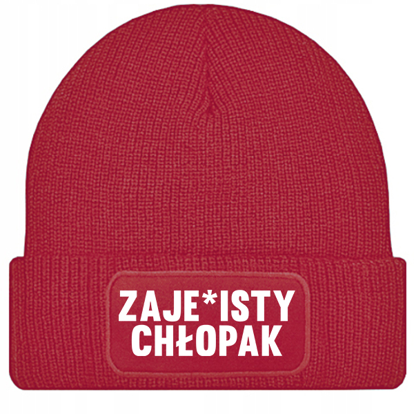 Zaje#isty chłopak czapka zimowa kolor czerwony