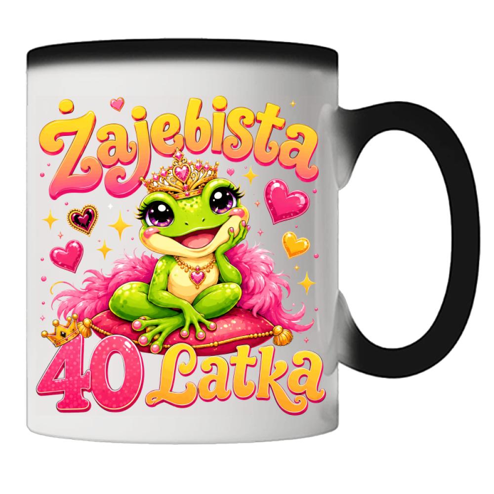 Żajebista 40-latka kubek magiczny kolor koszulka granatowa