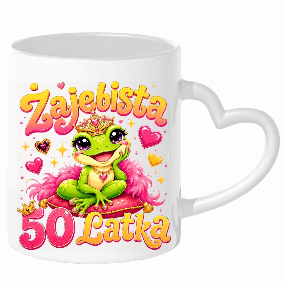 Żajebista 50-latka kubek uchwyt serce kolor kremowy