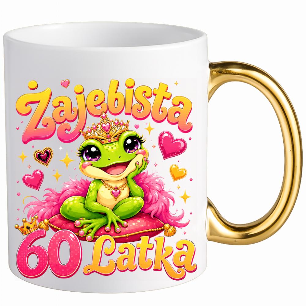 Żajebista 60-latka kubek ucho złote kolor czarny