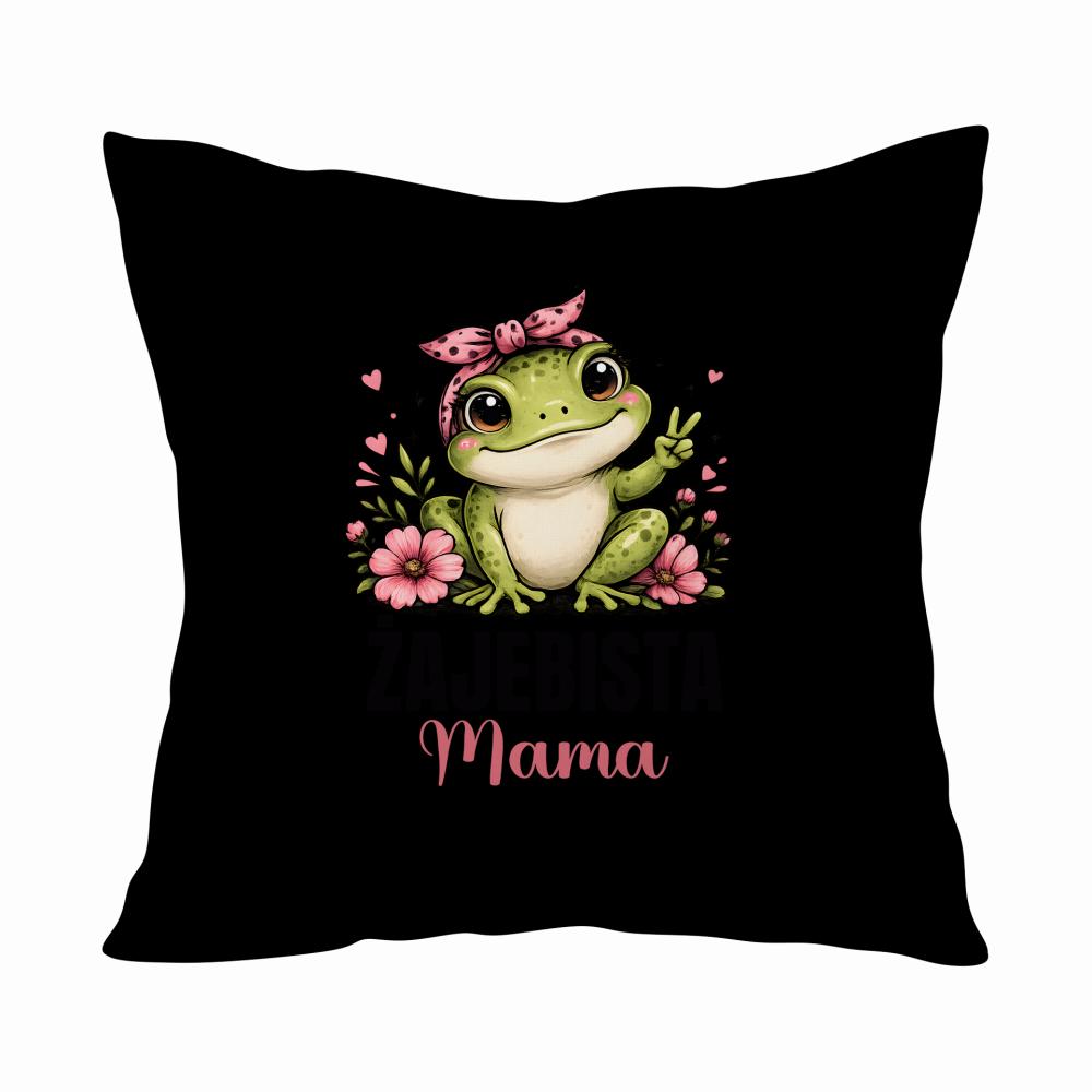 Żajebista mama 4 poduszka kolor czarnyy