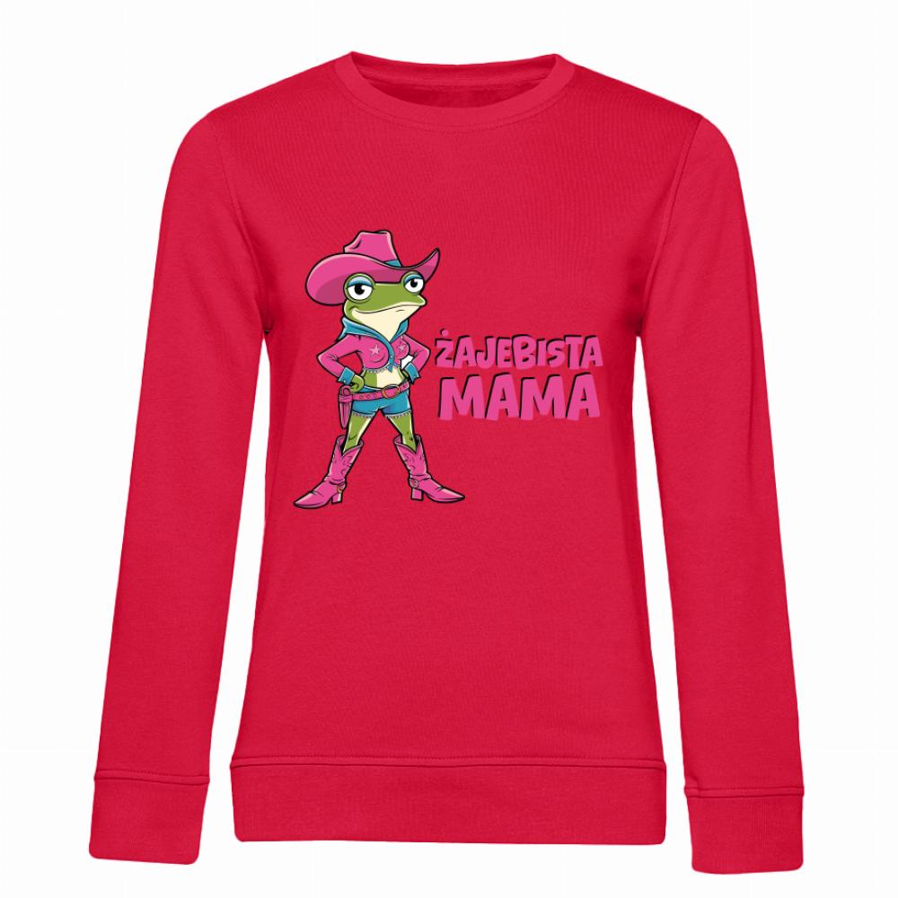 Żajebista mama bluza damska bez kaptura kolor czerwony