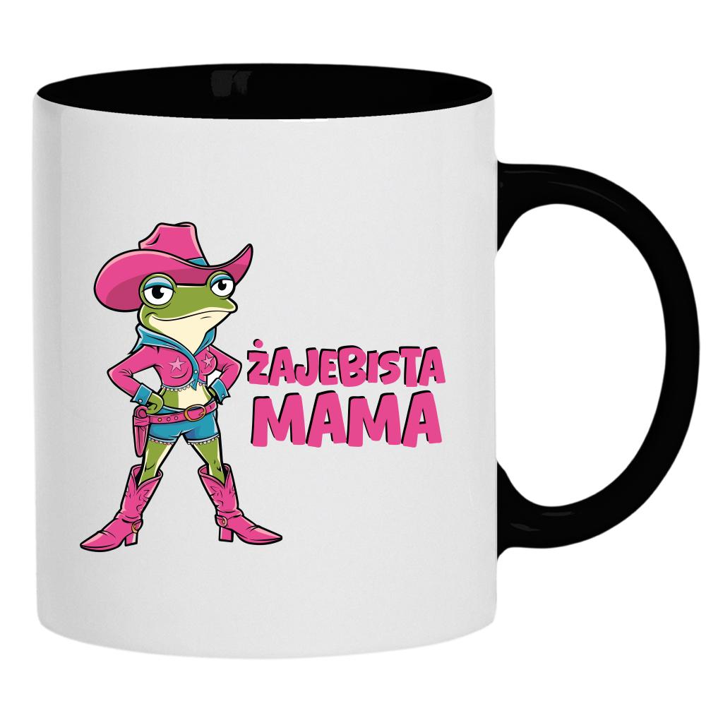 Żajebista mama kubek ucho kolor kolor czarnyy