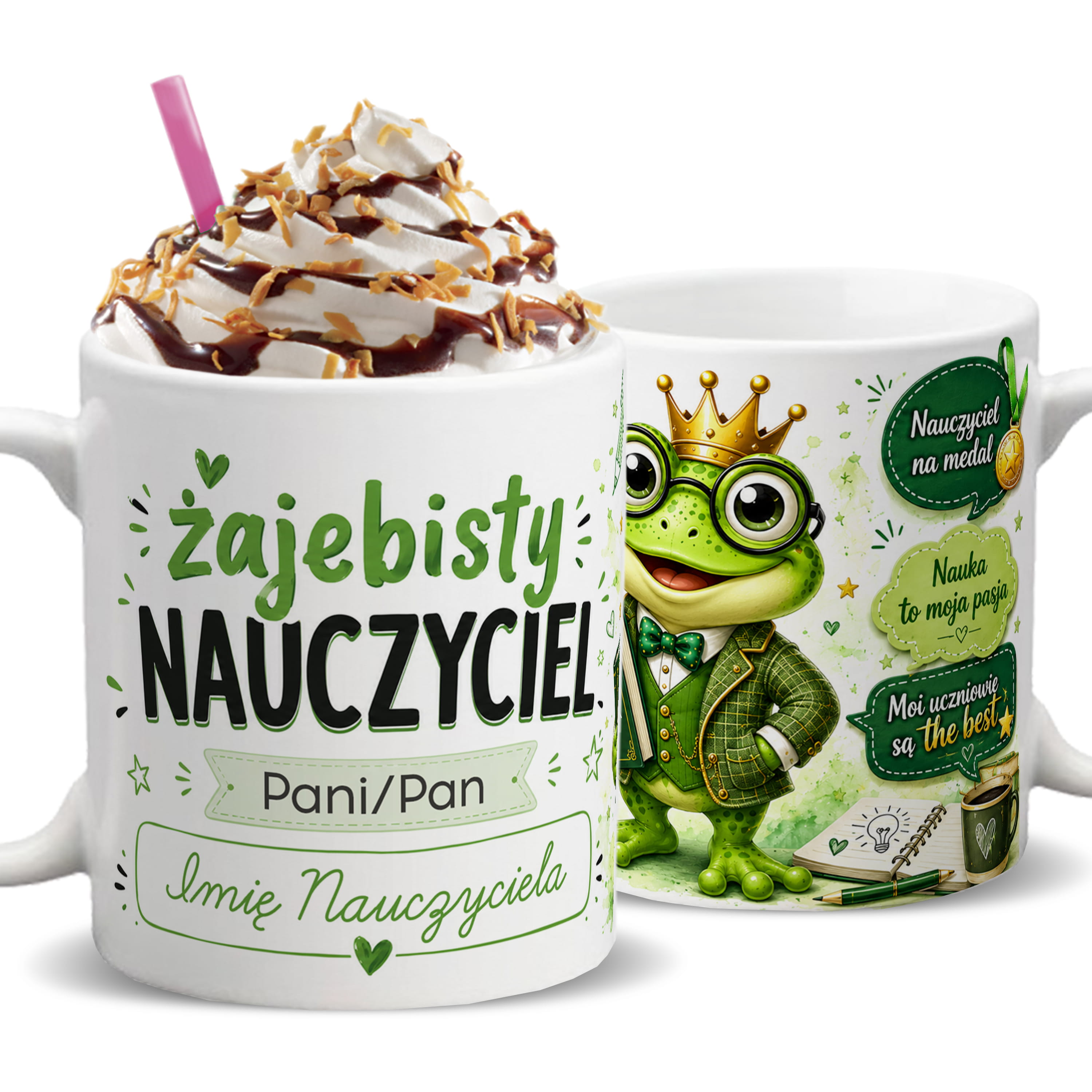 Żajebisty nauczyciel kubek ucho kolor kolor biały