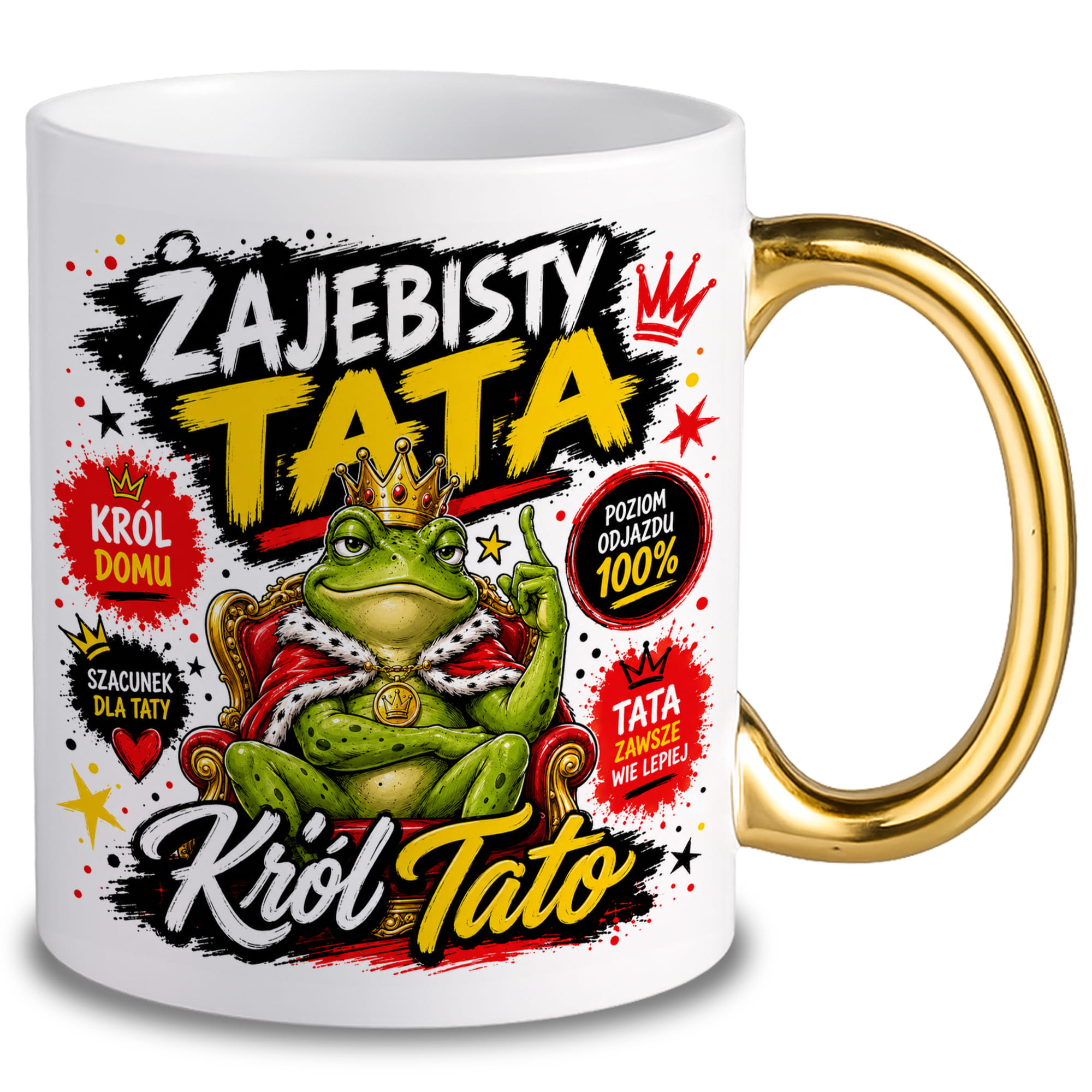 Żajebisty tata 2 kubek ucho złote kolor złoty