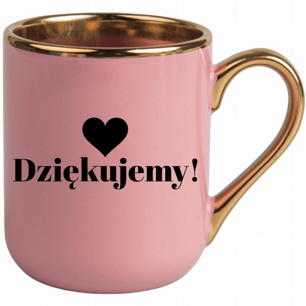 Zakończenie Roku Szkolnego Dziękujemy! kubek elegant różowy kolor kremowy