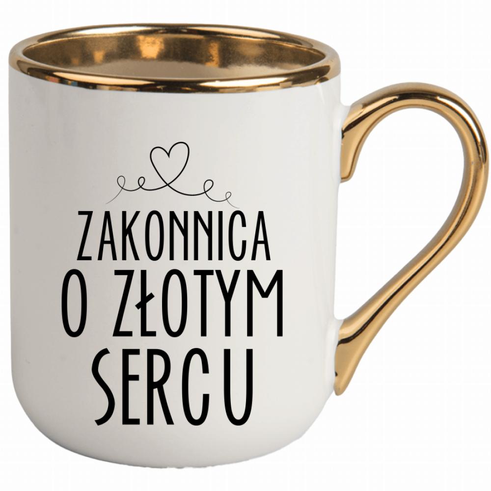 Zakonnica o złotym sercu kubek elegant biały