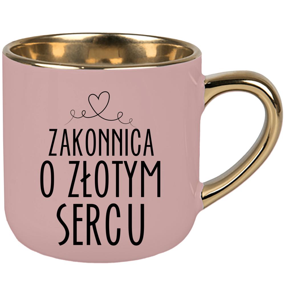 Zakonnica o złotym sercu kubek elegant duży kolor różowawo-szary