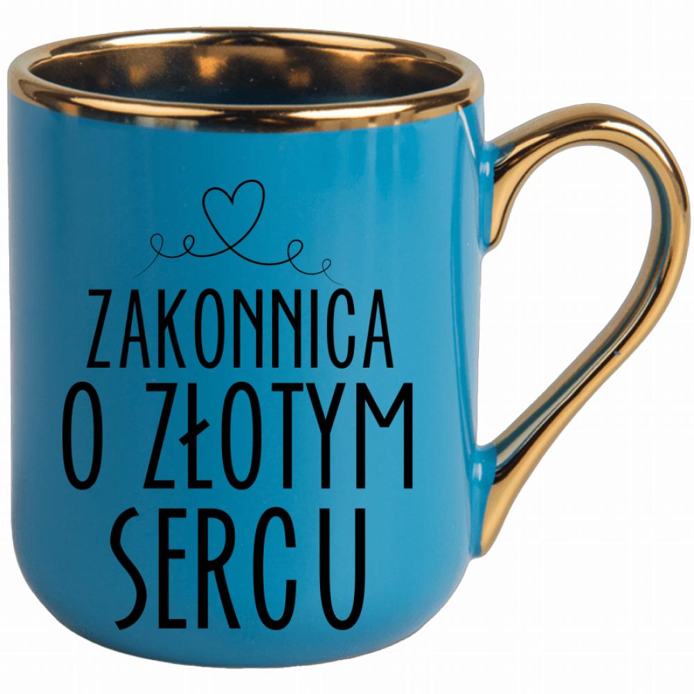 Zakonnica o złotym sercu kubek elegant niebieski kolor biały