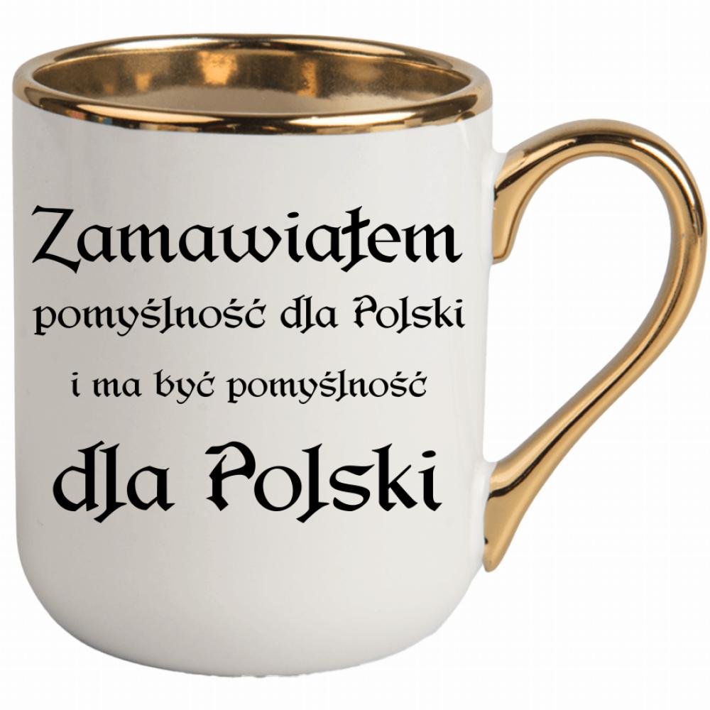 Zamawiałem pomyślność dla Polski kubek elegant biały kolor złoty