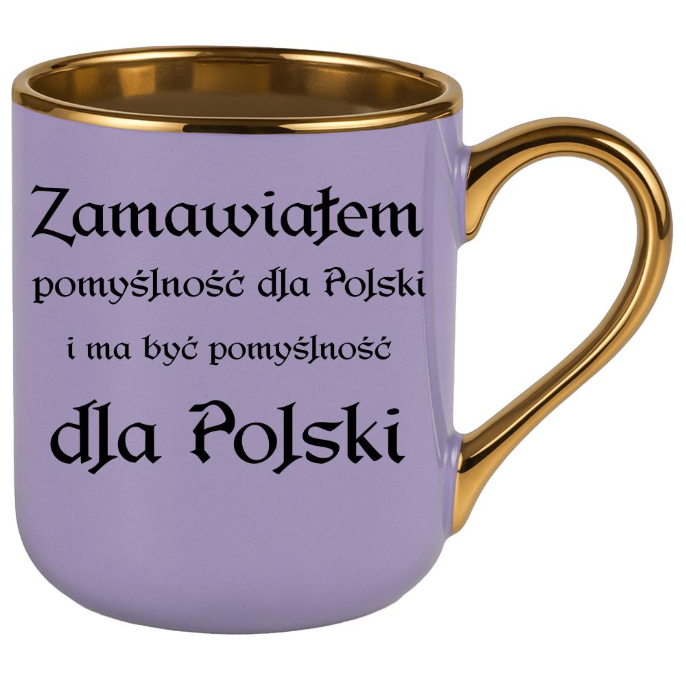 Zamawiałem pomyślność dla Polski kubek elegant fioletowy kolor zielony