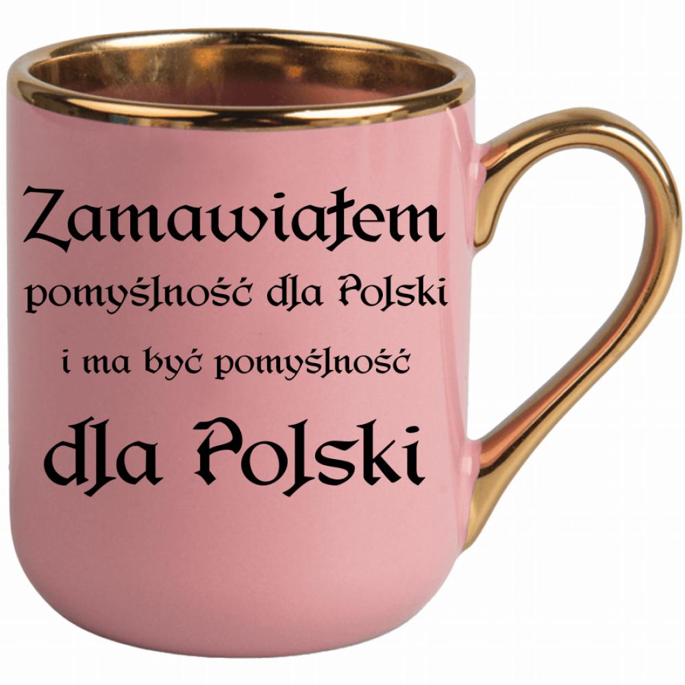 Zamawiałem pomyślność dla Polski kubek elegant różowy kolor złoty