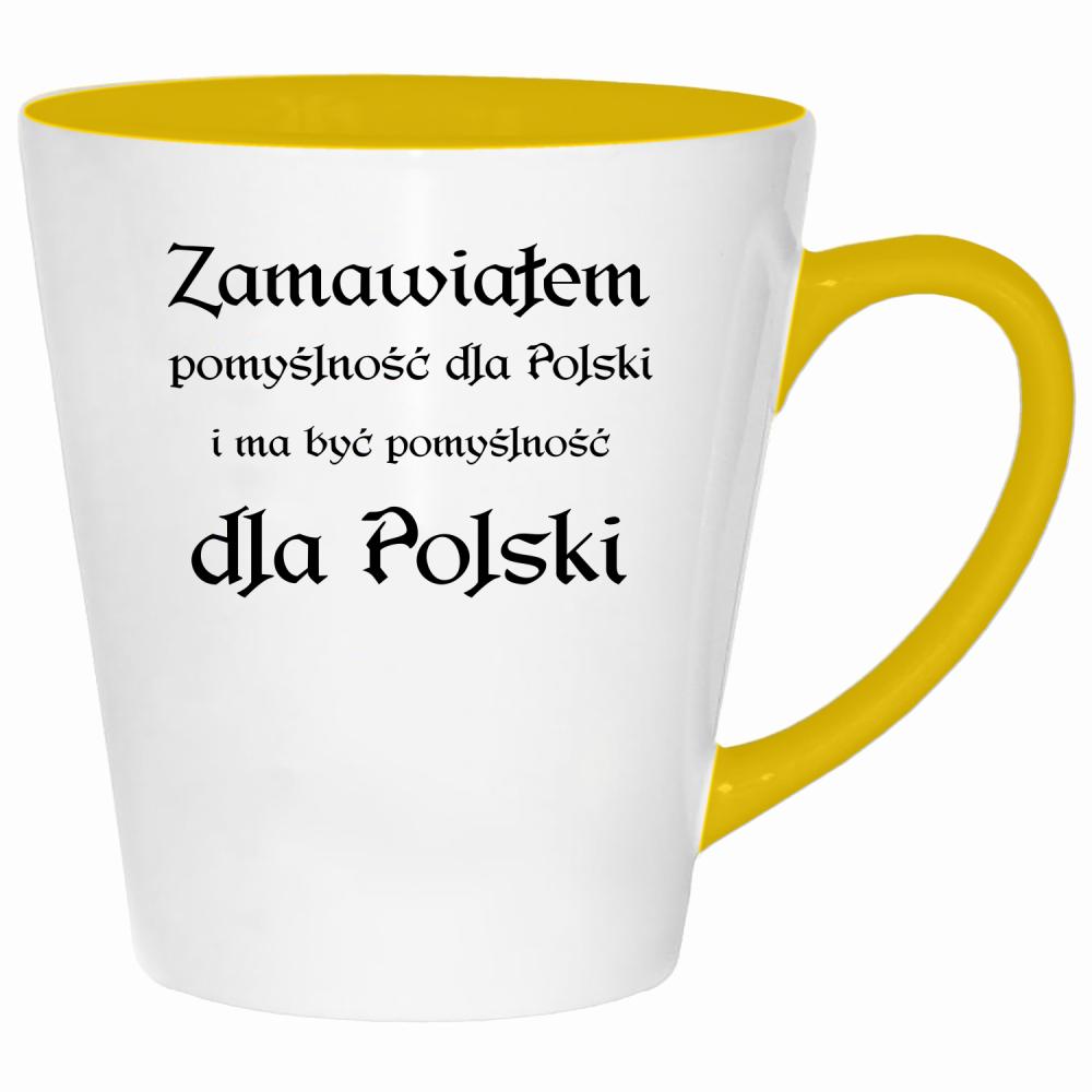 Zamawiałem pomyślność dla Polski kubek latte kolor żółtyy