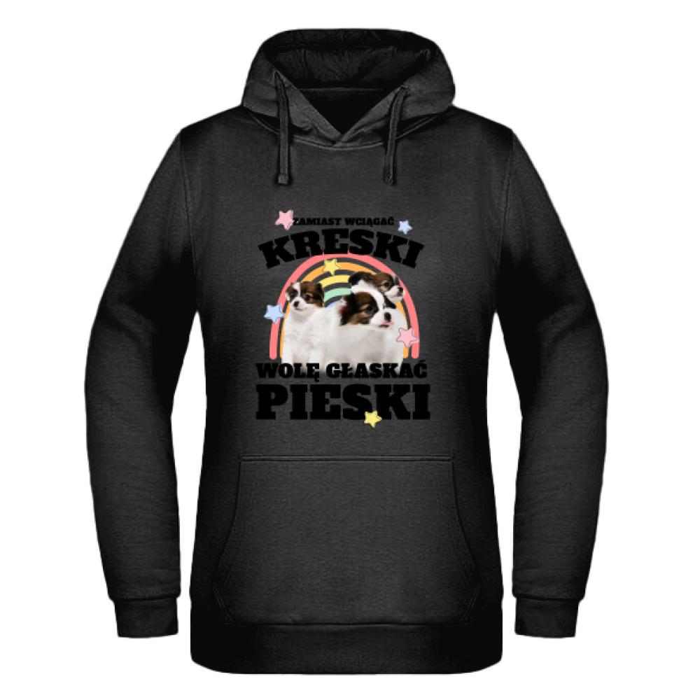Zamiast wciągać Kreski bluza damska z kapturem kolor czarnyy