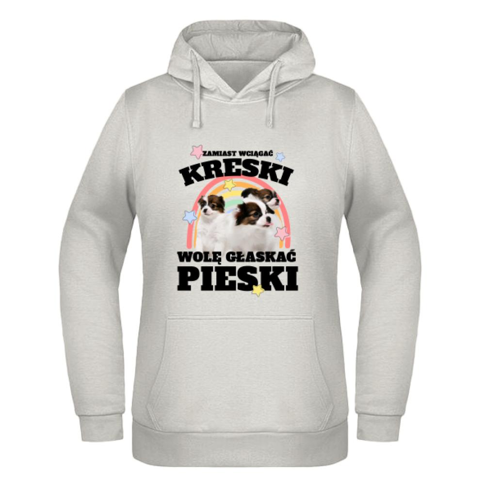 Zamiast wciągać Kreski bluza damska z kapturem kolor vanilla milkshake