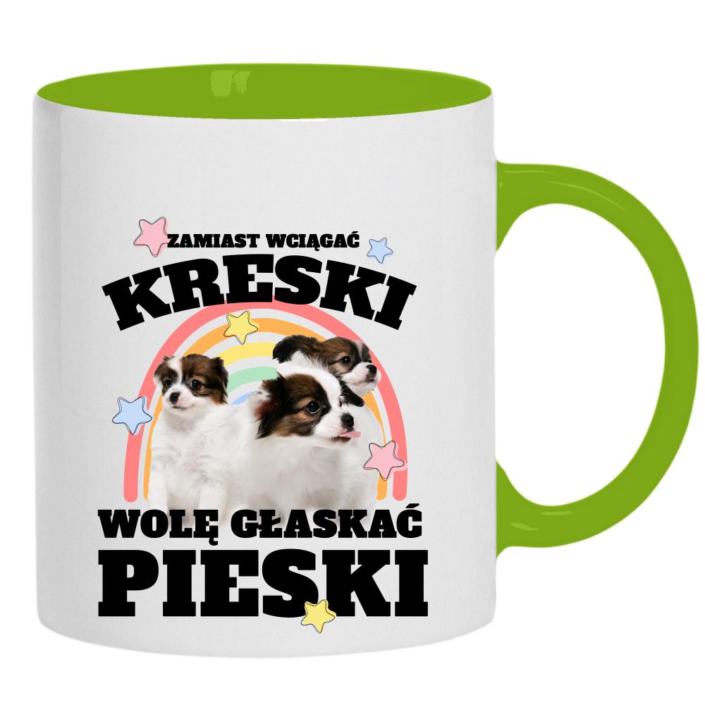 Zamiast wciągać Kreski kubek ucho kolor kolor zielony