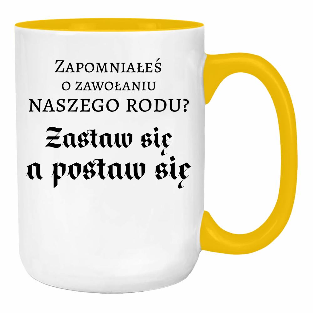 Zastaw się, a postaw się duży kubek ucho kolor kolor żółty